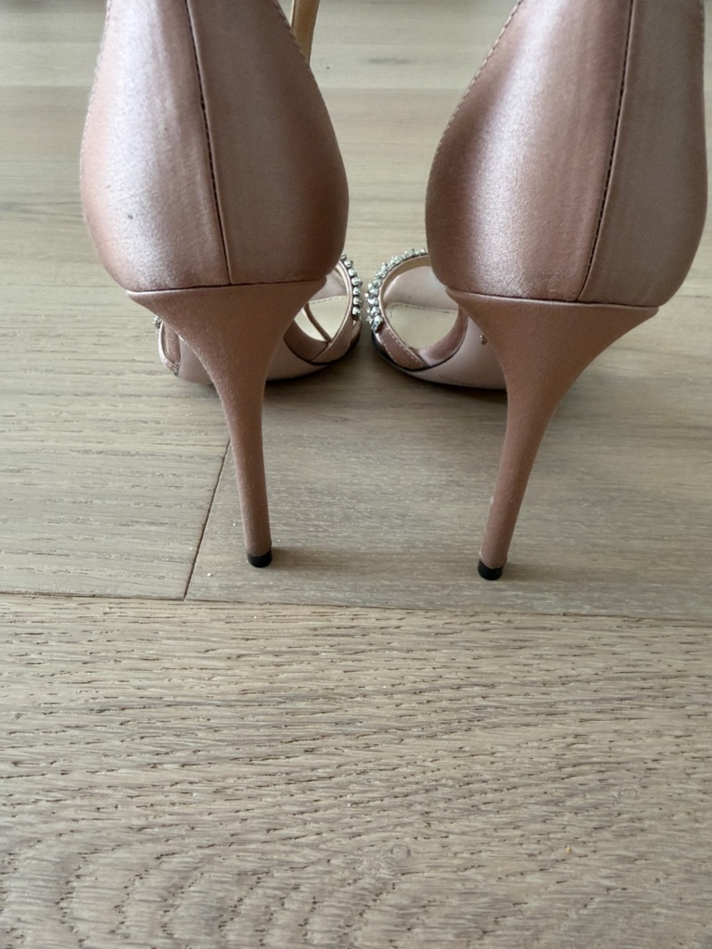 Prada Rose Gold Crystal-Strap Stiletto Sandals - Picture 6 of 10
